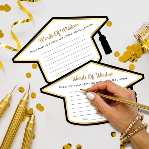Image of M AMFEOV Graduation Card Box with Cards, 51Pcs Grad Party Decorations with 50Pcs Graduation Cap Advice Cards and 1Pc Black Congrats Grad Card Box for Class of 2026 Graduation Party Supplies