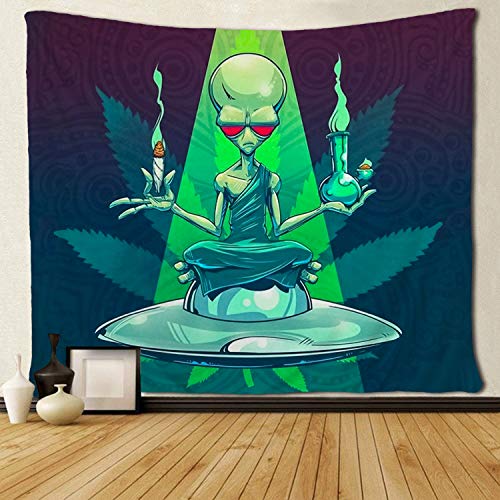 SARA NELL Magical Trippy Psychedelic Tapestry Cool Alien Take Cigar and Drug Marijuana