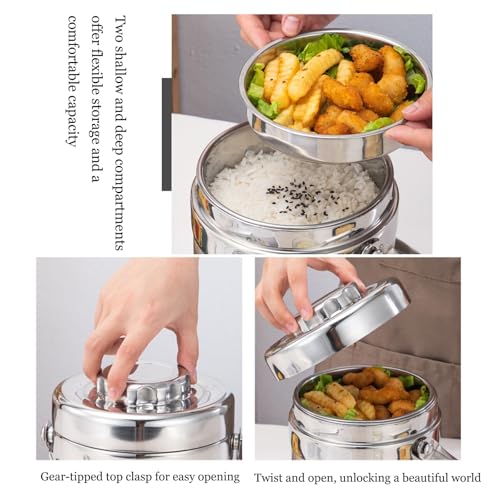 Contenitore termico per il pranzo in acciaio inox con manico, a prova di perdite, per ufficio, scuola e uso esterno