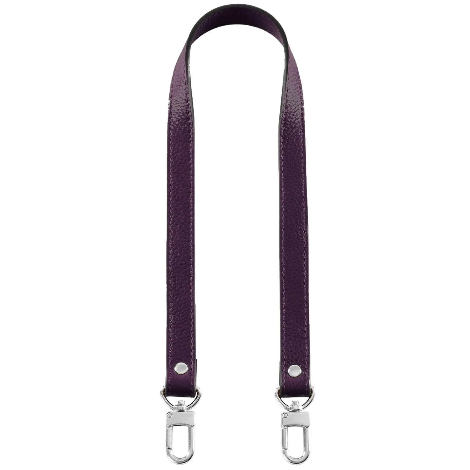 VanEnjoy Full Grain Leather Shoulder Strap Replacement with 2 Square Locks -Extended Version (Purple-Silver Lock)