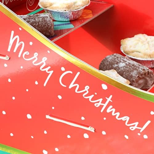 Santa Sleigh Cake Stand - 3-Tier Red Santa's Sleigh Shaped Cardboard Cake Stand - Fun Christmas Party Tableware Decoration