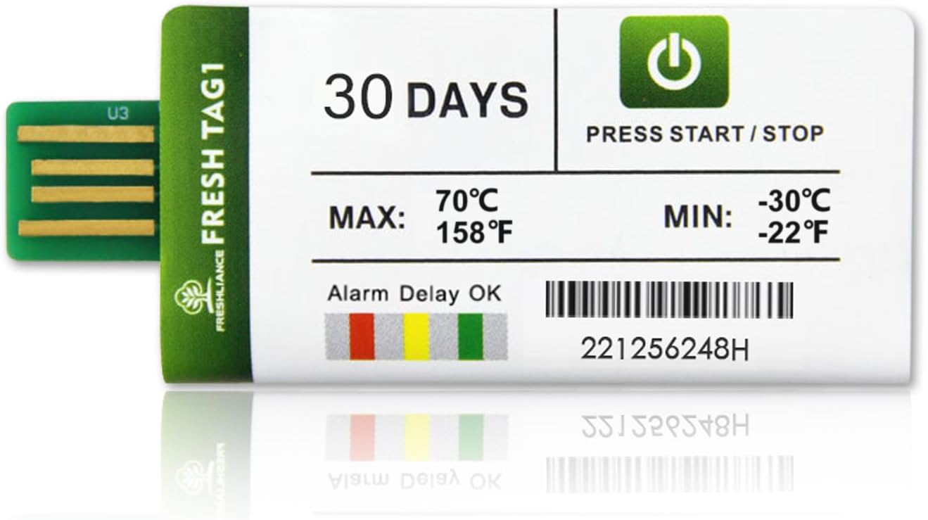 Freshliance 10packs USB Temperature Data Logger Recorder with PDF and CSV Reports High Accuracy Cover 30days Single Use Cold Chain Fresh Tag 1 New Version