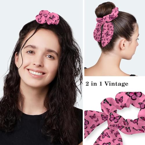 Image of Butterfly Scrub Cap Women with Ponytail & Buttons Adjustable Surgical Nurse Hat with Cotton Sweatband for Long Hair
