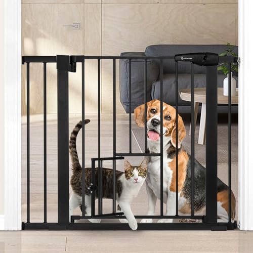 COMOMY Auto Close Baby Gate with Cat Door