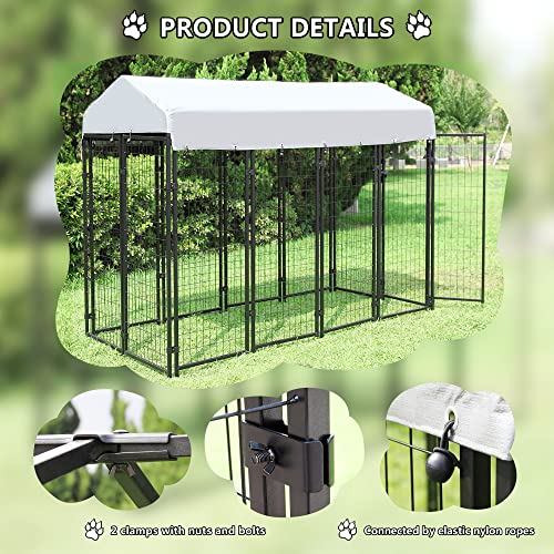 JAXPETY Large Dog Uptown Welded Wire Kennel Outdoor Pen Outside Exercise Crate Pet Wire Cage w/ Roof - Image 7