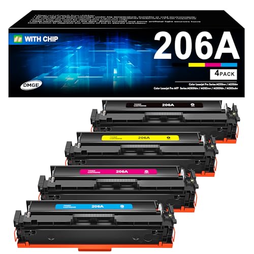 206A Toner Cartridges 4 Pack - MFP M283cdw M283fdw Toner Replacement for HP 206A 206X Compatible with HP Color Laserjet Pro MFP M283fdw M283cdw M255dw, Color Pro MFP M283 M255 Series | W2110A
