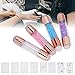 4Sets Dual Ended Nail Stamper Kit, Manicure Art Stampers Silicone Stamp Pens Double Ended W/Nail Seal Plate for Home Nail Salon Manicure Tools DIY Nail Art Designs
