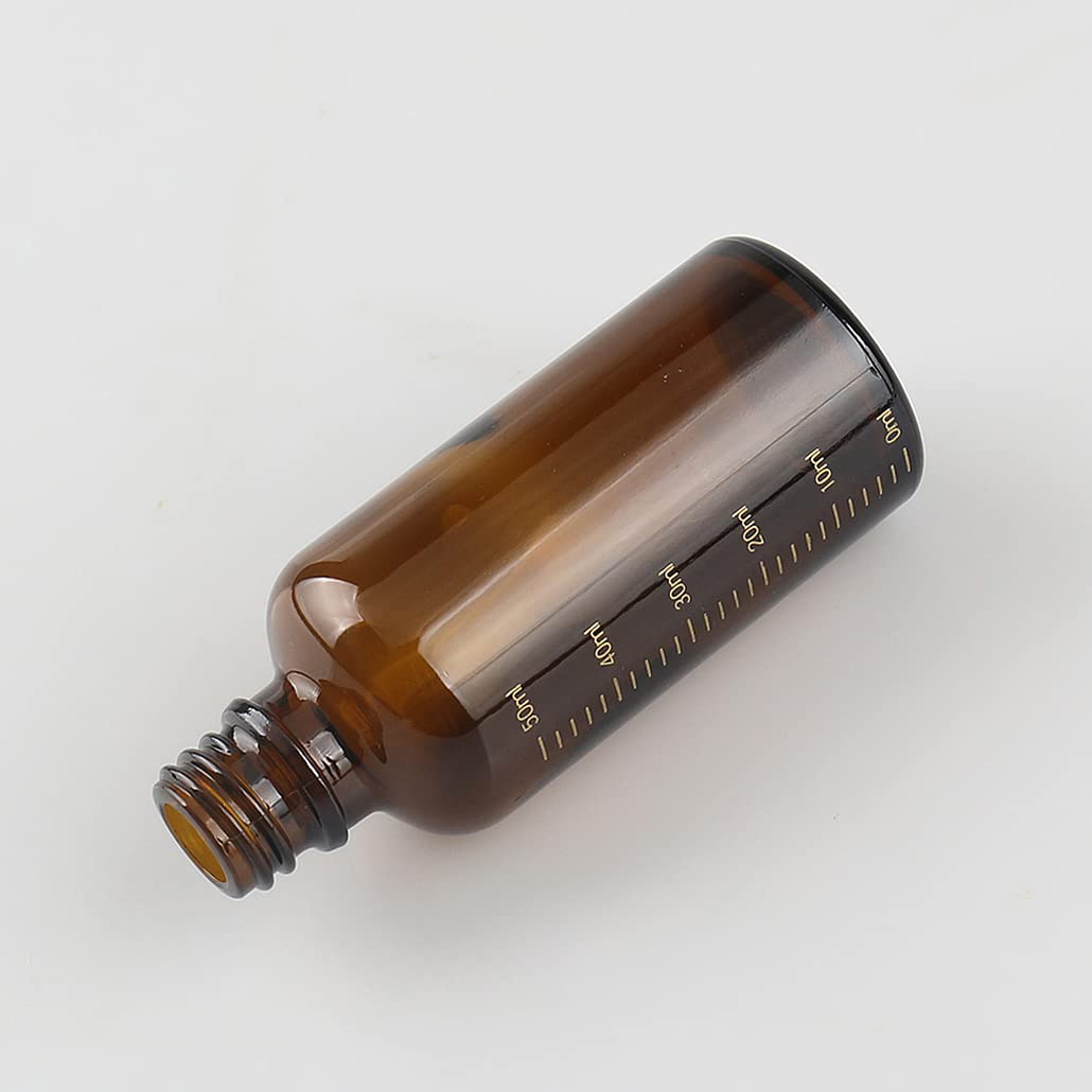 12 Pieza, Vacío 50ml Marrón Ámbar Botellas de Botellas de Cuentagotas Cristal, con Gotero Graduado y pipeta, para Aceite Esencial, Masaje,Fragancia, Aromaterapia, Laboratorio