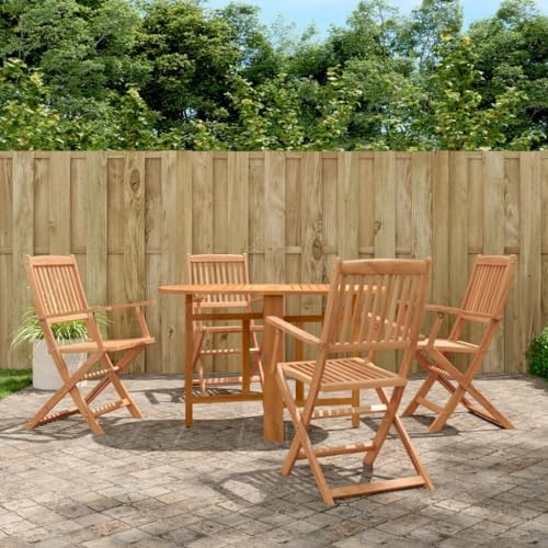 Teenpull Ensemble à Manger d'extérieur Pliable en Bois d'acacia Massif 5 pièces avec Table Papillon et chaises Pliantes pour Jardin terrasse Patio mobilier...
