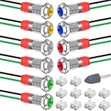 DAOKAI Spia LED in metallo da 8 mm (5/16“) Lampada di segnalazione LED in metallo CA 110 V-220 V Spie di segnalazione a testa piatta impermeabili (verde, arancione, rosso, blu, bianco) - 10 pezzi