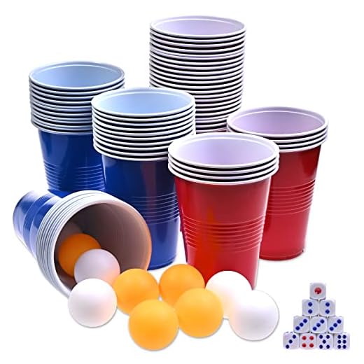 GOLDGE 16 Oz Plastic Party Cups in Red and Blue (60 Pack) with 10 Pack ping pong balls, Cup Pong Game Set for Drinks, Soda, Punch, Barbecues, Picnics - Stock Your Home