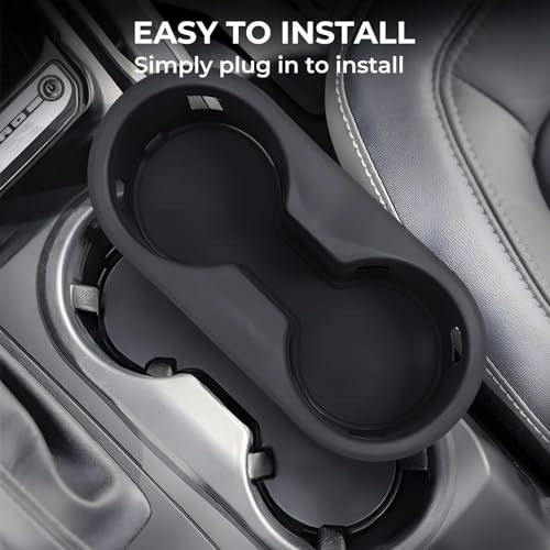 Image of Center Console Cup Holder Inserts for Ford Bronco 2026 2025 2024 2023 2022 2021 (Not for Bronco Sport), Interior Accessories Car Cup Holder for 2021-2026 Bronco, Black