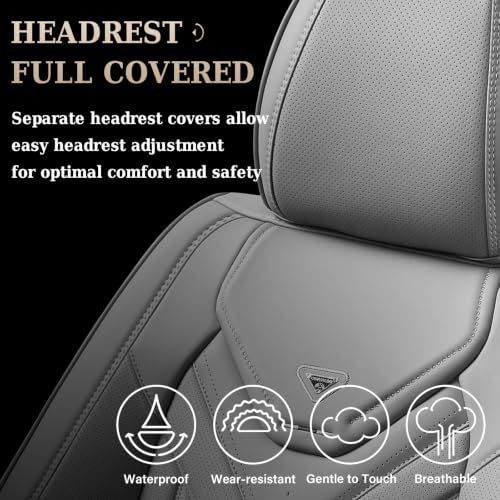 Image of Coverado Seat Covers, Car Seat Covers Front Seats, Leather Seat Covers for Cars, Automotive Seat Covers Car Seat Protector Car Seat Cushion Universal Fit for Most Sedans SUV Pick-up Truck(Grey)