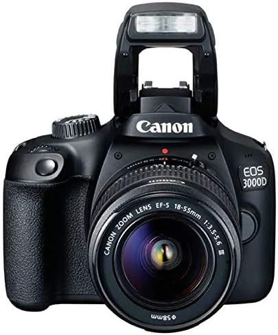 Canon EOS 3000D with Canon 18-55 Lens DSLR Camera, International Version - Black (Renewed)