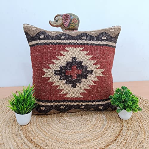 Trade Star Authentic Handwoven Kilim Pillow Cover Vintage Square Wool Jute Cushion Case 18 X 18 Decorative Rug Cushion Cover For Home Decor (Pattern 2) #TOP2