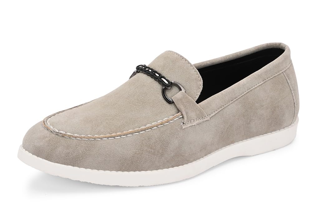 Premium Suede Leather Upper Casual Loafers for Men | Premium White TPR Sole Loafers-image-41
