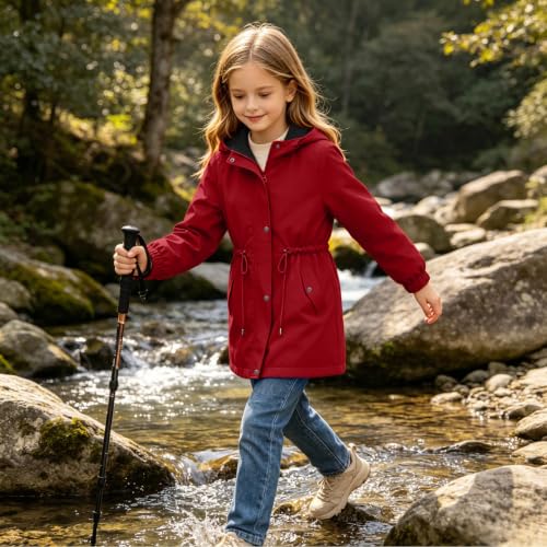 DASAYO Girls Rain Jacket Waterproof Lightweight Raincoat Hooded Windbreaker - image 7