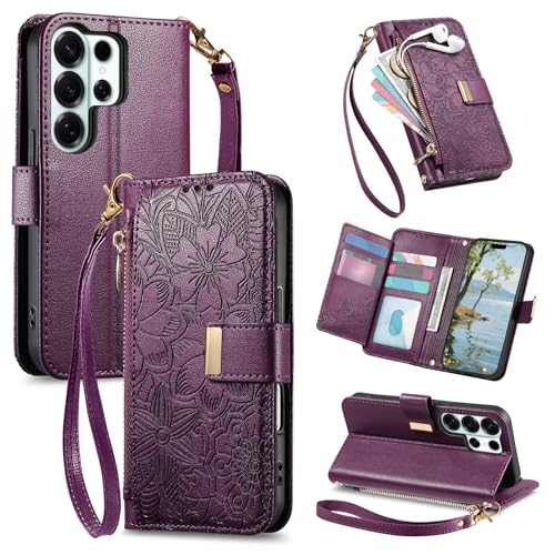 Étui portefeuille floral pour smartphone 17,5 cm, l'allié de vos sorties légères