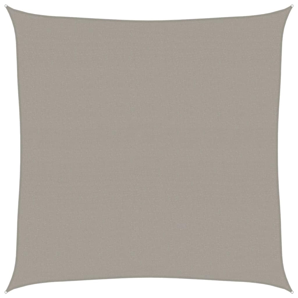 Voile d'ombrage carré gris clair 4.5x4.5m en PEHD 160g avec fixations inox et cordes