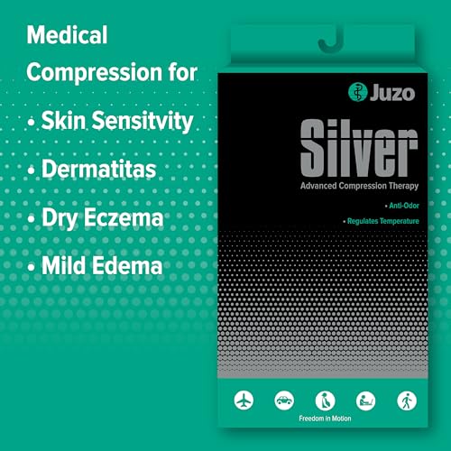 Image of Juzo 2061 20-30mmhg Silver Open Toe Graduated Compression Thigh Highs ,Silver ,1 (I) Regular