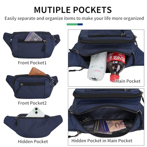 Bauchtasche für Herren Damen wasserdichte Gürteltasche mit 5 Einzelfächern Hüfttaschen für Reise Wanderung Hundespaziergänge und Outdoor-Aktivität