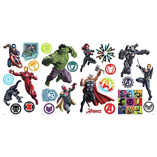 RoomMates RMK4289SCS Classic Avengers Peel and Stick Wall Decals, 26, Red, Green, Blue, Black, Purple, Yellow - Image 2