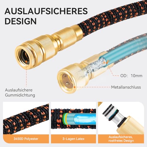 Flexibler Gartenschlauch Yofidra 30 Meter mit Metallanschlüssen
