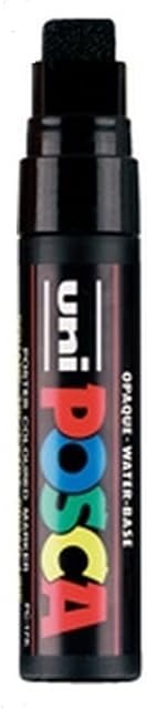 Posca PC-17K Black Colour Paint Marker Pen Metal Glass Extra Broad 15mm Chisel Nib Writes On Any Surface Metal Glass Wood Fabric Plastic Stone (Pack Of 1)