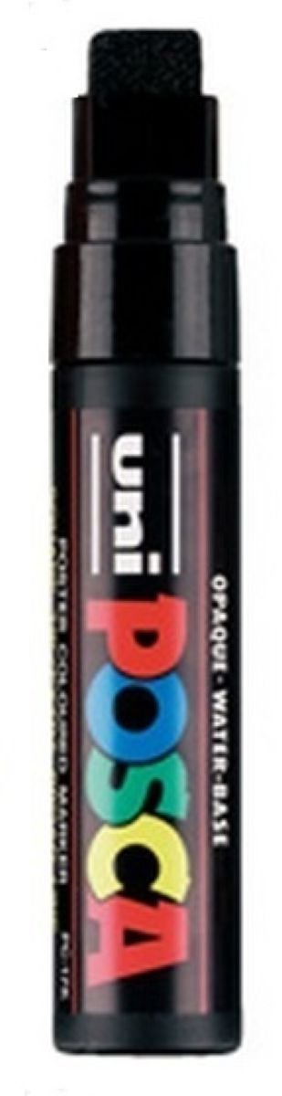 Posca PC-17K Black Colour Paint Marker Pen Metal Glass Extra Broad 15mm Chisel Nib Writes On Any Surface Metal Glass Wood Fabric Plastic Stone (Pack Of 1)
