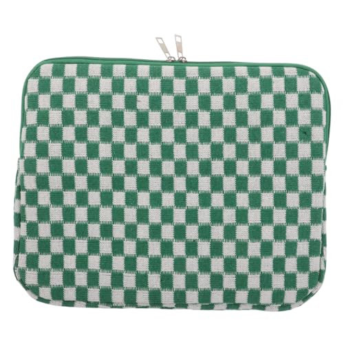 Funda para portátil de 13 pulgadas verde a cuadros jojofuny de lana y compacta para la oficina