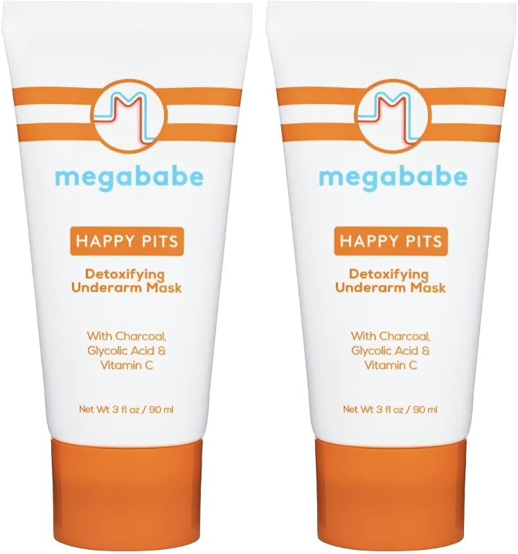 Máscara para axilas Megababe Happy Pits com carvão e vitamina C, 90 mL, Pacote com 2