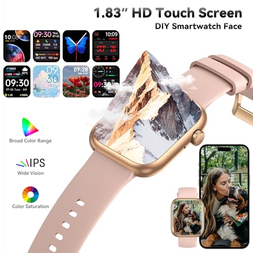 Image of Smart Watch for Men Women(Answer /Make Call), 1.83 inch Fitness Watch with Heart Rate /Blood Pressure /Blood Oxygen, Pedometer, Sleep Tracker,120+ Sport Modes, IP68 Waterproof Fitness Tracker for Android iOS