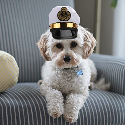 Amosfun Captain Hat For Dogs Funny Pet Hat Cute Headpiece Fancy Headgear Costume Cat Dog Sailor Costume Photo Props For Cat Dog Puppy #TOP5