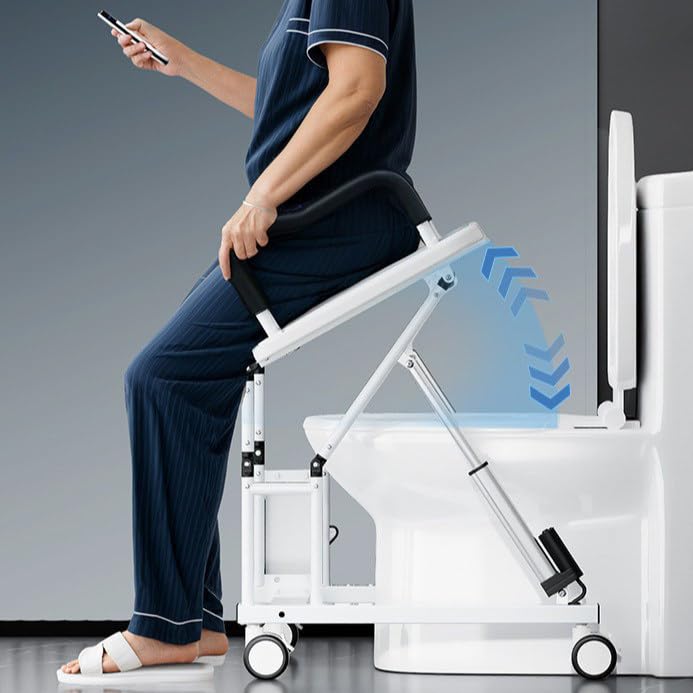 FBJAMZ Silla de baño eléctrica, con Control Remoto/reposabrazos, Elevador automático de Silla de baño, con Ruedas y Frenos universales de 360 Grados