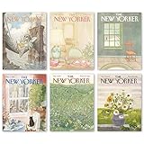 Zoomistraa New Yorker Magazine Vintage Wall Art Prints, 6 Pcs Magazine Cover Print Art Posters, Wall...
