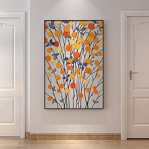 Peinture à l'huile hand-made d'arbre coloré pour illuminer votre grand salon nordique