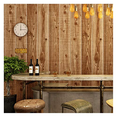 CCFENG Rétro Papier Peint de Planches de Grain de Bois Antique nostalgique, Bar Mur Fond personnalité vêtements Magasin de Papier Peint stéréo 3D (Color : B) Cover