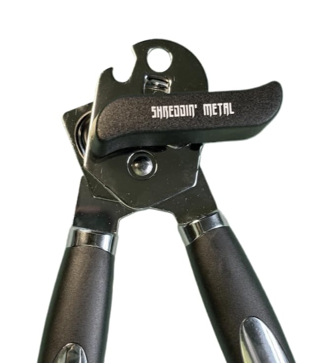 Can Opener Manual, Strong Heavy Duty Comfortable Handle, Stainless & Nice Ergonomic Handle, Shreddin Metal Sharp Blade 3-in-1 Multifunctional