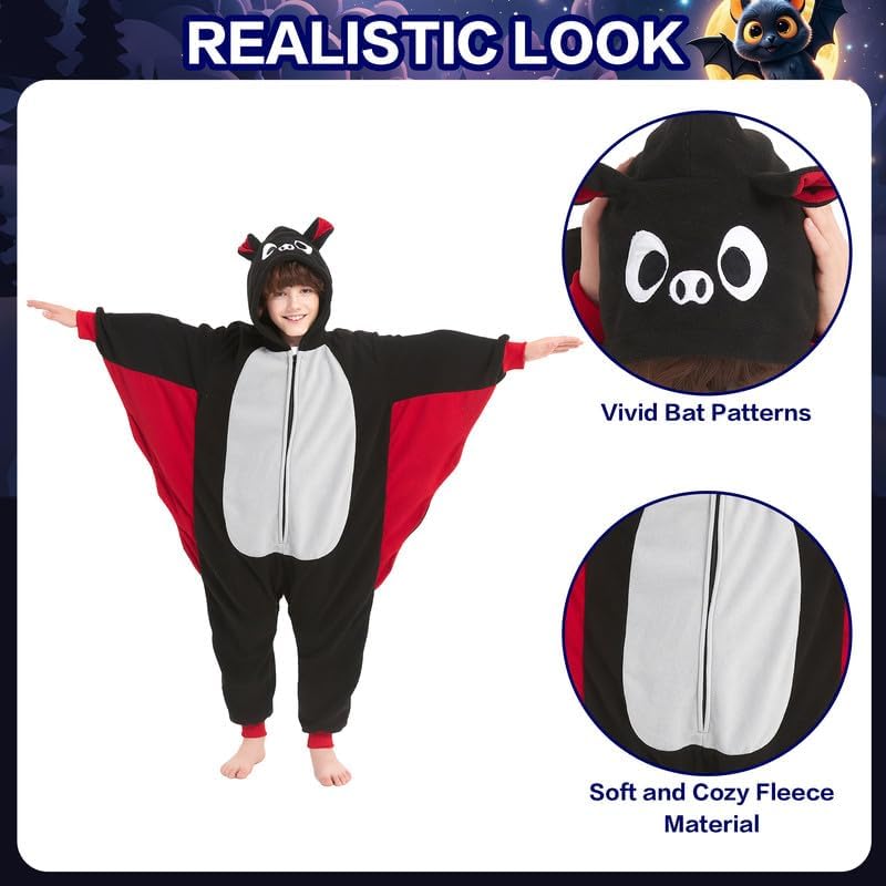 Cartoon Anime Halloween Bat Pajamas Onesie, Cute Sleepsuits Romper Cosplay Costume for Kids Adults Halloween Party