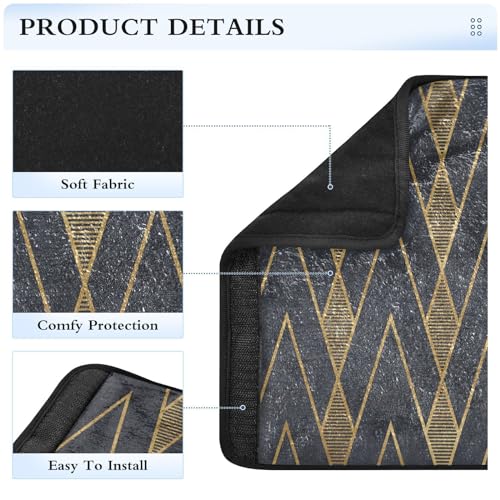 Image of Seat Belt Cover Pad 2 Pcs Soft Seat Strap Cover Cute Protector Support Head Neck Shoulder for Car Seats High Chair Backpack (6.5x6.5in) Simple Pattern Gold