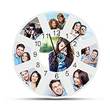 Excelente decoración para relojes. Reloj redondo decorativo personalizado, ideal para la pared, la mesita de noche, la sala, el dormitorio, el pasillo, la oficina, la cafetería, etc. Este reloj personalizado con imágenes renovará tu habitación.