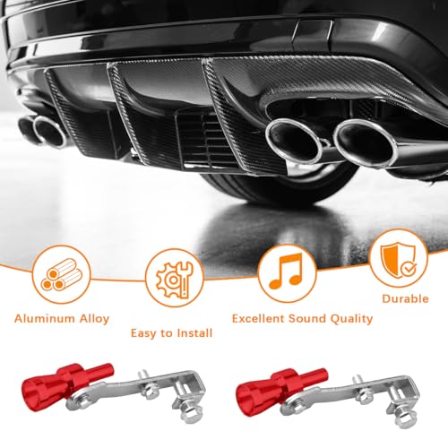 Zpana 2PCS Car Turbo Whistle, Aluminum Alloy Vehicle Turbo Sound Exhaust Muffler Roar Maker, Auto Blow off Valve Tip Simulator Tail Whistler Replacement, Universal for Most Vehicles (Red)