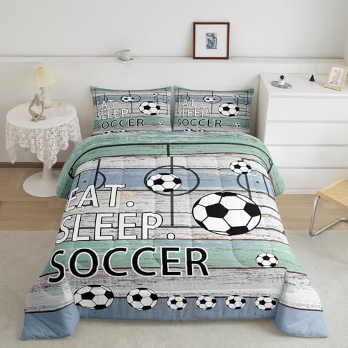 Image of Feelyou Soccer Comforter Set Football Bedding Twin for Kids Teens