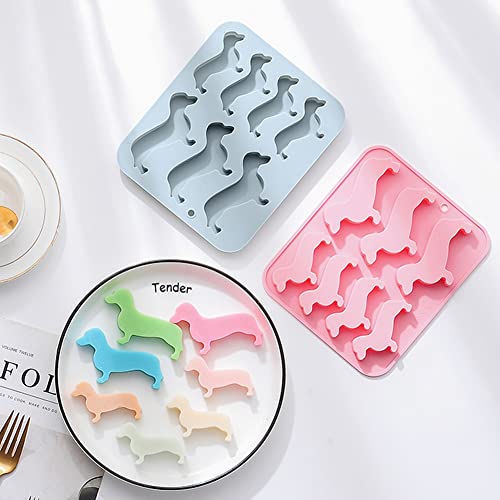 Set de 2 moldes para hielo de silicona con forma de perro salchicha miniatura 4