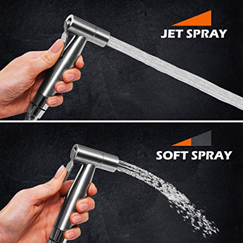 Handheld Bidet Sprayer for Toilet, Premium Stainless Steel Bathroom Toilet Sprayer Kit, Baby Cloth Diaper Sprayer with Complete Accessories, Wall or Toilet Mounted