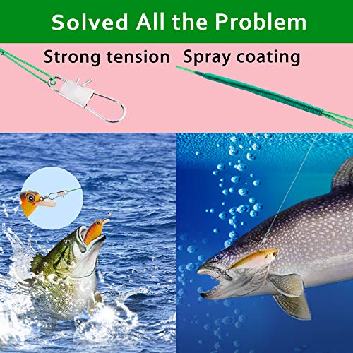 GOTRAYS 30Pcs Fishing Leaders Wire Tooth Proof 7 Strand Stainless Steel with Swivels Snap Kit Connect Tackle Lure Rig or Hooks, Fishing Leader Line for Fishing Rig Saltwater and Freshwater 3Size/Green