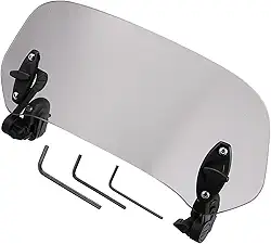 Para-brisa de motocicleta/para motoque/plástico, borracha/1 peça, cinza, preto