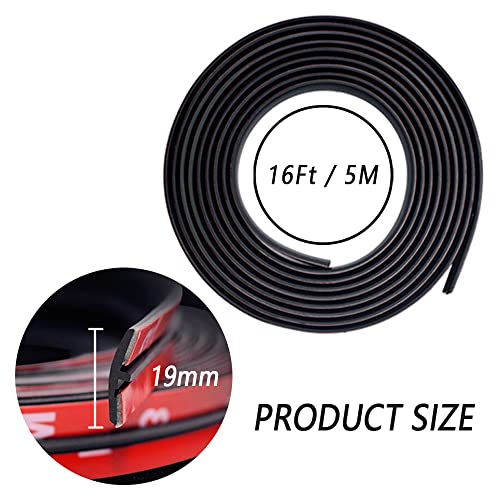 Image of Cuttable T-Car Sunroof Cover Seal Rubber Trim,Dust Proof&Weather Stripping for Windshield,Tailgate Adhesive Rubber Seal Strip (19mmx16Ft)