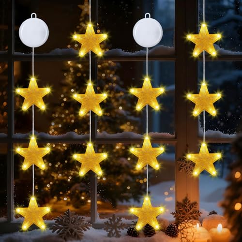 Weihnachtsbeleuchtung Fenster Innen,4 Stück LED Fenster...