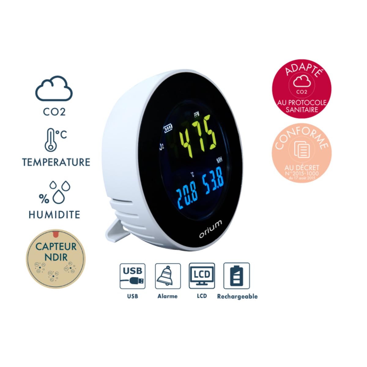 Capteur de dioxyde de carbone CO2 et COV enregistreur Capteur de dioxyde de carbone CO2 et COV enregistreur